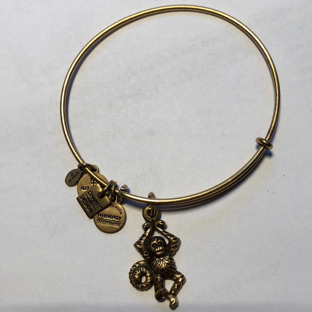 Alex and Ani monkey bracelet. Gold tone. Like new.